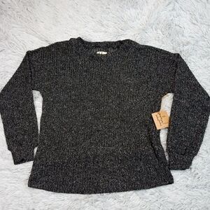 Haute Project Sweater Womens S‎ Gray Back Button Detail Semi Sheer Preppy New